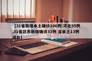【31省新增本土确诊106例:河北35例,31省区市新增确诊33例 含本土13例河北】